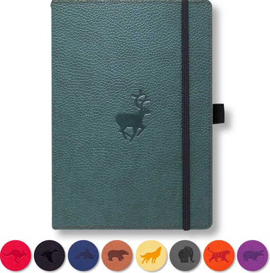 Dingbats* Wildlife A6 Notitieboek – Green Deer Stippen – Bullet Journal met 100 gsm Inktvrij Papier – Schetsboek met Harde Kaft, Binnenvak, Elastische Sluiting en Bladwijzer
