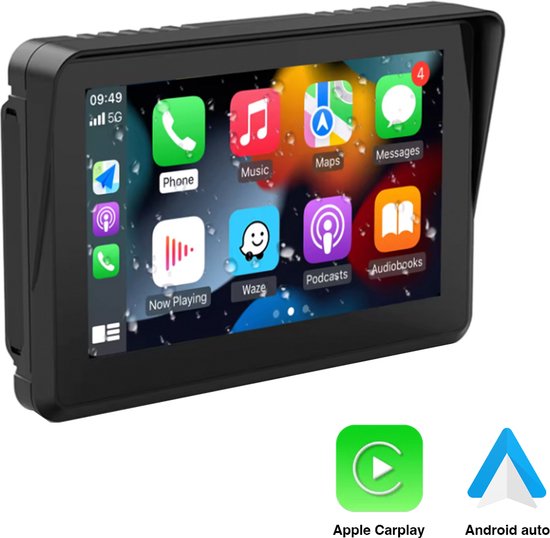 Thingy Navigatiesysteem Motor - Apple Carplay en Android Auto (draadloos) - Universeel - 5 inch - Waterdicht - Touchscreen - Makkelijke installatie