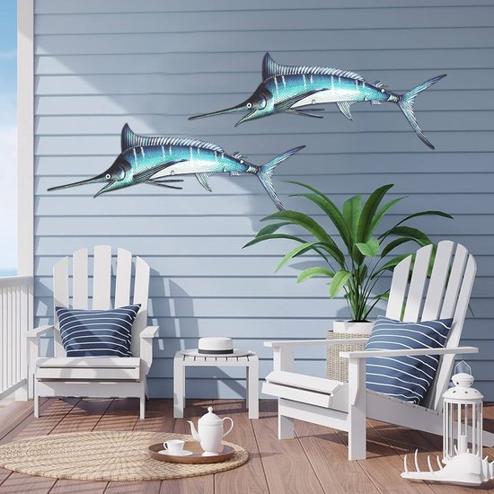 Eurocatch Marlijn - Muurdecoratie 95cm - 3-D Metaal en Glas - Kunst - Cadeau Idee - Vaderdag Cadeau van Eurocatch — afbeelding 4