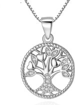 Zilveren Kettingen | Ketting Levensboom | Familieboom rond inclusief ketting 45 cm | 925 Sterling Zilver - 925 Keurmerk stempel - 925 Zilver Certificaat - Moederdag tip