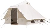 Skandika Lodur Tipi Tent – Tipi-tenten – 4 persoons camping tent – Technical Cotton (katoen en polyester) – 2.6 meter hoogte – 4000 mm waterkolom en muggengaas bij ingang en ramen – 290 x 350 x 260 cm (LxBxH) – Kamperen – Outdoor, Tuin - beige