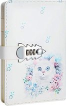 Creative Combination Lock Dagboek Gevoerd Kladblok Hardcover Executive Notebooks 8.46x5.91 inch (geen pen) TPN147 A5 - Kat Design Kladblok