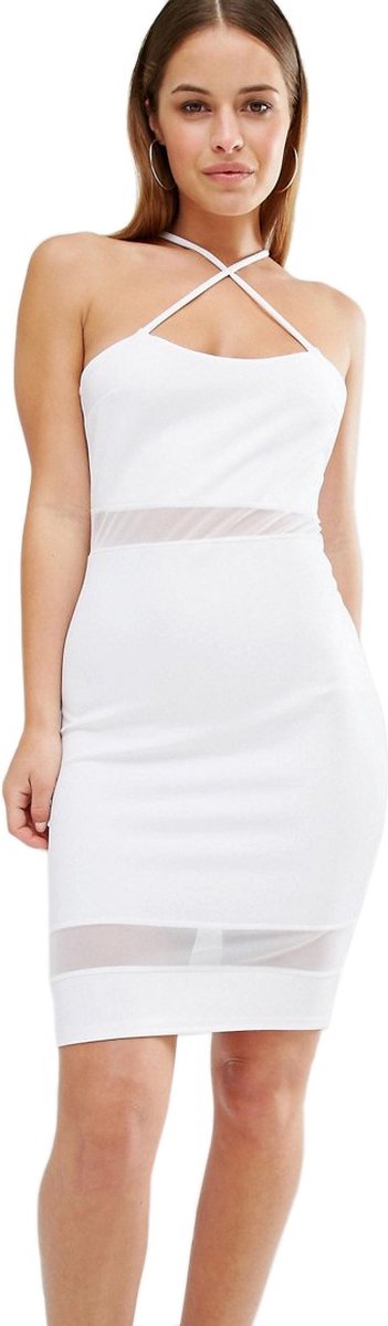 John Zack Witte mini jurk, mesh