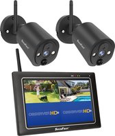 SecuFirst CWL401S/2 Draadloze 3 megapixel Beveiligingscamera met monitor - 7 inch touchscreen + 2 camera's - Zwart - Gratis app