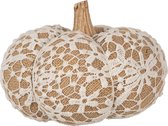 Clayre & Eef Décoration Citrouille Ø 15x12 cm Blanc Tissu