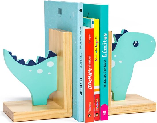 Eurekakids Boekensteun Dino voor Kinderen - Decoratieve Kinderboekensteun Dinosaurus voor Kinderkamer - Hout — afbeelding 3