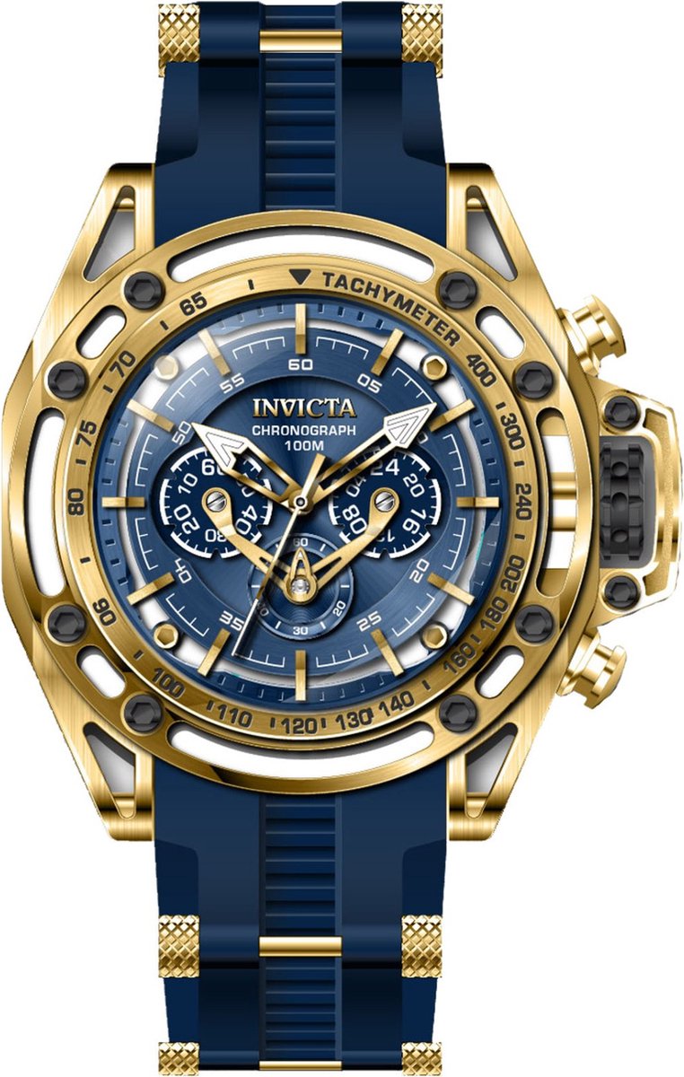 Invicta S1 Rally 38156 Heren Horloge - Waterdicht - Analoog - Quartz Uurwerk - Roestvrij Staal met blauwe Wijzerplaat - 53mm
