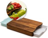 Snijplank van hout – maaltijdbereidingsstation met uitneembare dienbladen voor eenvoudige bereiding, opslag en reiniging van levensmiddelen – bereidingsplaat