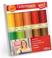 Set van 10 bobijnen naaigaren Gütermann - stikzijde tien kleuren 100m