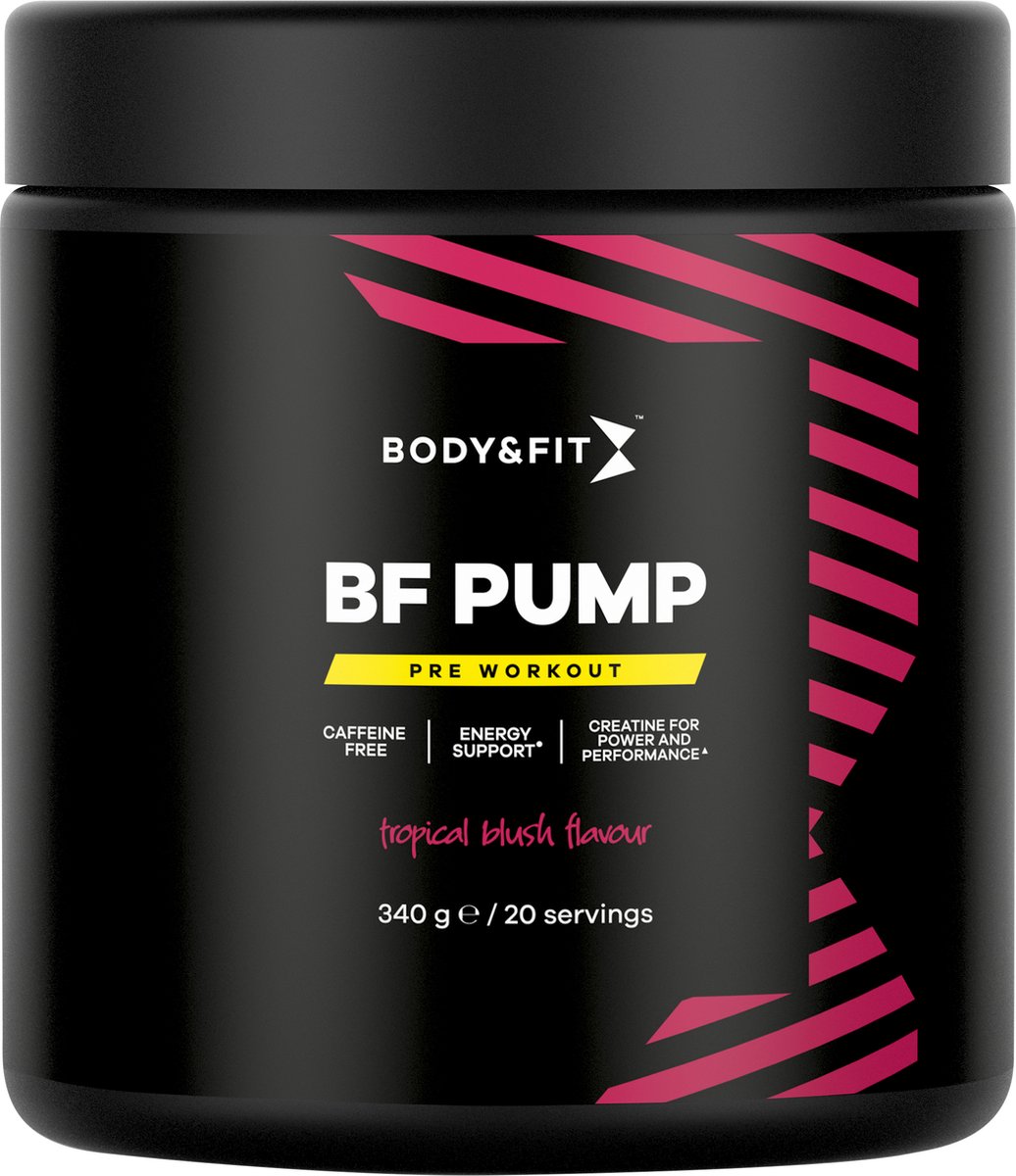 Goedkoopste Body & Fit BF Pump Preworkout - Pre Workout Zonder Caffeine - Creatine - Bèta Alanine - Tropical Blush