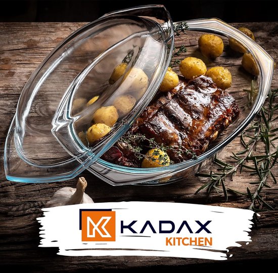 KADAX Ovenschaal Van Hittebestendig Glas, Vuurvast Glazen Braadpan Met Deksel En Handgrepen Servies Om Te Braden Oven Elektrisch Fornuis Voor Lasagne Vlees Transparant Rond 2 2 Liter 2138531654