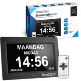 Regal Tech Dementieklok - Extra groot scherm 10 inch - Kalenderklok - Klok voor dementie - Geheugen klok voor Alzheimer - Geheugen klok - Digitale klok - 10 inch LCD - Inclusief afstandsbediening - Alarmfunctie