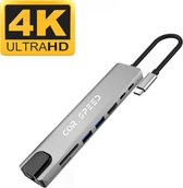 Hub USB C Cor.Speed ​​8 en 1 – HDMI 4K – Station d'accueil – Hub USB – 2x USB 3.0 – 2x USB C (PD et Transfert de données) – Lecteur de carte Micro/SD – PREMIUM Gris sidéral