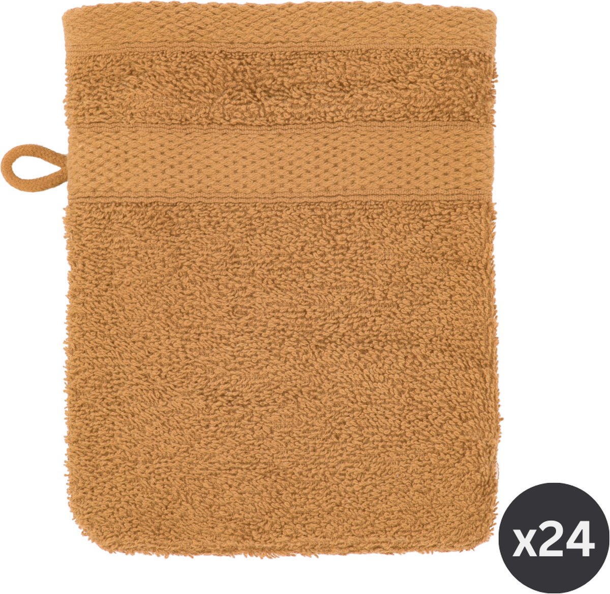 TISECO HOME STUDIO - Washand RIVA - SET/24 - 100% katoen - 450 g/m² - met ophanglus - 100% katoen - superzacht en zeer absorberend - 15x21 cm - Camel