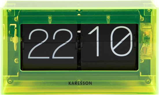Karlsson - Horloge de table Boxed Flip - Jaune fluo
