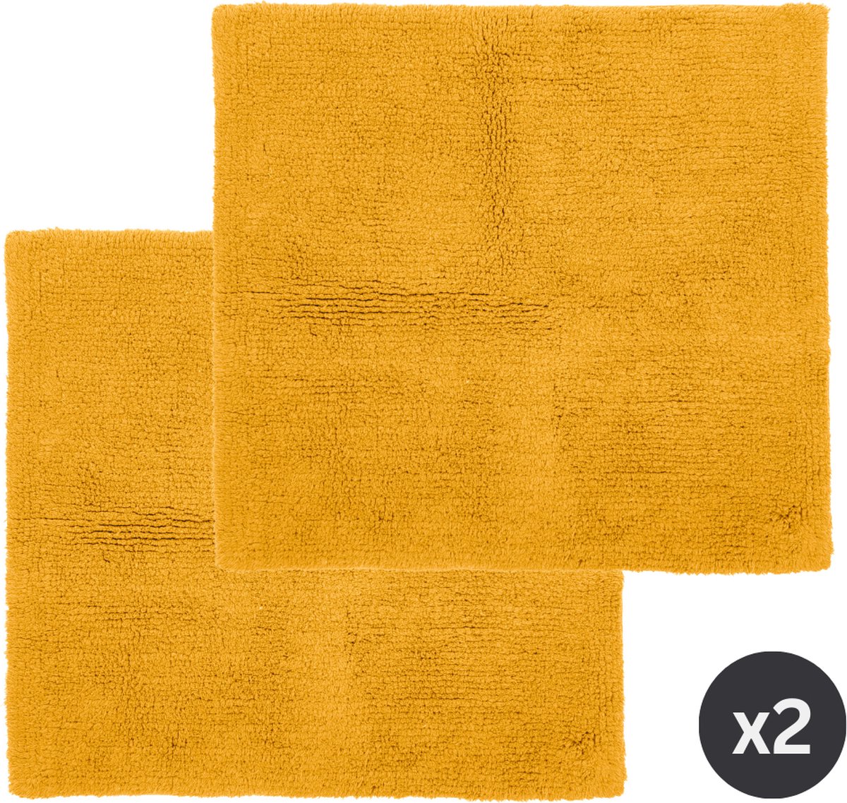 Tiseco Home Studio - Badmat RIVA - SET/2 - 100% katoen - antislip - Vierkant - 60x60 cm - Yellow sunflower