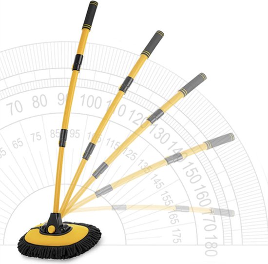 15° Gebogen Telescopische Auto Wasborstel 43" Aluminium Autoborstel Met Lange Steel Microvezeldoek Autowasborstel Voor Caravan Camper Wohnmobilen Schoonmaakborstel Wassen Borstel Reinigingsset