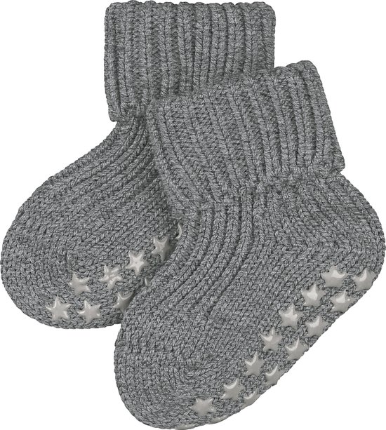 FALKE Cotton Catspads antislip noppen duurzaam katoen huissokken babysokjes meisjes jongens grijs - Maat 80-92