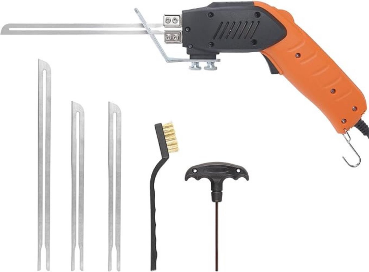 Elektrische Piepschuimsnijder – Draagbare Styroporsnijder – Polystyreensnijder – Met Gloeidraad – Set met 3 Messen – Vernieuwd Design – Oranje