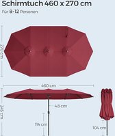 Parasol double 460 x 270 cm, parasol extra large, parasol de jardin, protection UV jusqu'à UPF 50+, parasol de terrasse, avec manivelle, jardin, balcon, extérieur, sans pied - rouge vin - SONGMICS - GPU036R01