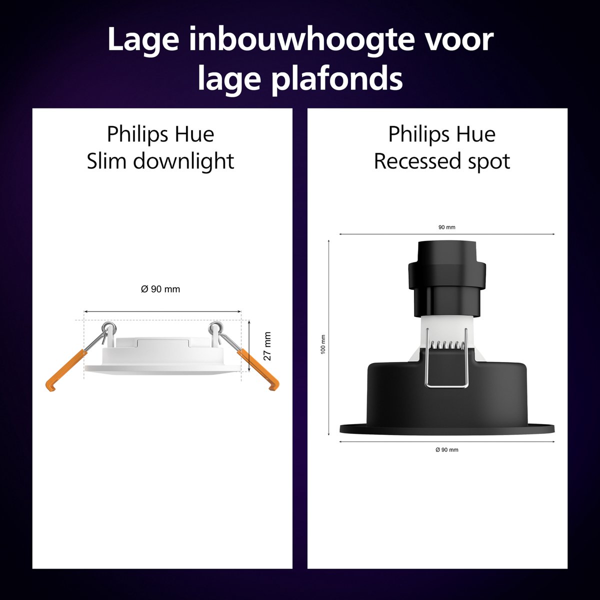 Philips Hue inbouwspot dun - wit en gekleurd licht - Ø90mm - wit — afbeelding 5
