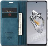 CaseMe 013 Hoesje Geschikt voor OnePlus 12 - Book Case met Standaard - Portemonnee Beschermhoes - Pasjeshouder voor Twee Pasjes - Blauw