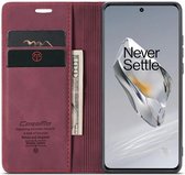 CaseMe 013 Hoesje Geschikt voor OnePlus 12 - Book Case met Standaard - Portemonnee Beschermhoes - Pasjeshouder voor Twee Pasjes - Rood