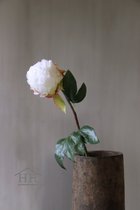 Pioenroos - kunstbloemen - wit - 50 cm - nepbloem - zijde