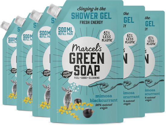 Foto: Marcel s green soap shower gel navulling mimosa zwarte bes 6 x 500ml