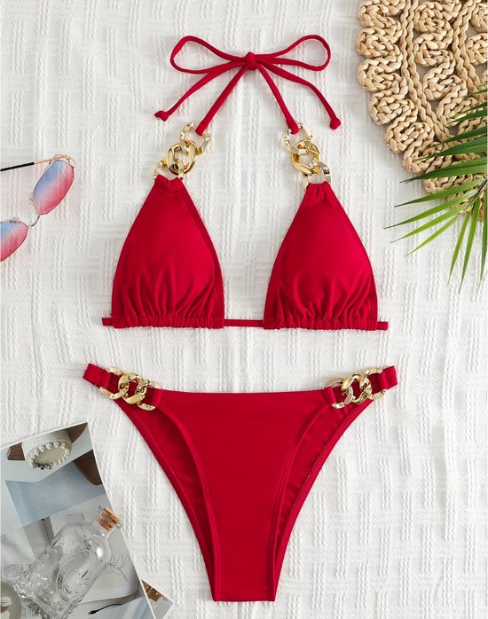 Livano Bikini Femme – Bikini Filles – Maillot de Bain – Push Up – Maillot de Nager Femme – Maillots de bain – Set Sexy – Haut et Bas – Rouge – Taille XL