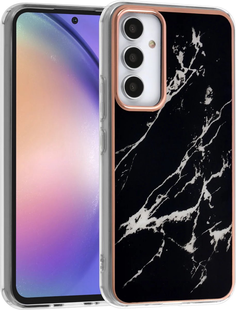 TPU Back Cover hoesje - Marble Zwart - Geschikt voor: Samsung Galaxy A54
