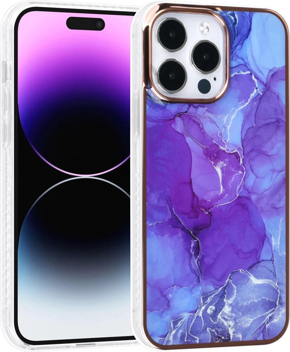 TPU Back Cover hoesje - Marble Paars - Geschikt voor: iPhone 14 Pro Max