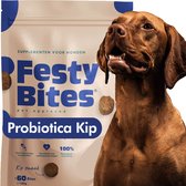 Probiotica Hond - Met Kip - Tegen Jeuk, Gras eten, Diarree, Verstopping & Braken - Ondersteunt Darmflora & Spijsvertering - Hondensnacks - FAVV goedgekeurd - Brievenbuspakket - 60 Probiotica Hondensnoepjes