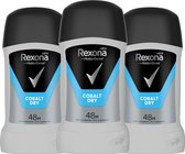 Rexona Men MotionSense Cobalt Dry 48H Deodorant Stick - 48 Uur Bescherming tegen Zweet en Geurtjes - Anti Transpirant en Antiperspirant Deo Stick - Anti Zweet - 3 X 50ml - Deodorant Man Voordeelverpakking