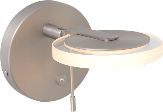 Wandlamp Turound | 1 lichts | grijs / zilver | glas / metaal | 17 cm | woonkamer leeslamp | modern / functioneel design