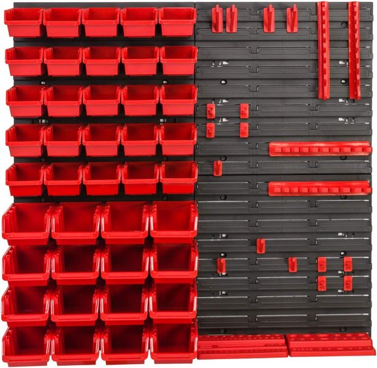Botle Gereedschapswand, 230 x 78 mm, stapelboxen, gereedschapshouders, wandplaat, houderrails, hobby, voor garage, magazijn en werkplaats, 84 stuks, zwart