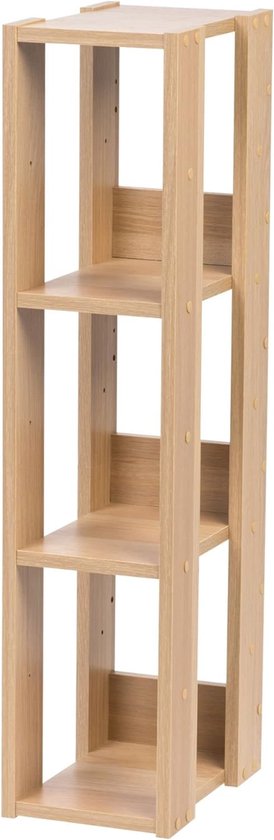 Iris Ohyama, Opbergmeubel/Kleine opberger/Opbergplank/Zijkast, Verstelbare plank, Design, Kantoor, Woonkamer - Open Wood Rack - OWR-200 - Grijs Eiken