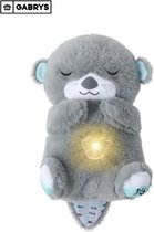 Gabrys Slapende otter met ademhaling en muziek - slapen - Geluid - rustgevend geluid - muziek - Cadeau - speelgoed - rust - ademhalingsknuffel - licht - baby's en kleine kinderen - muziek & ademhaling - 30 cm - spel - grijs