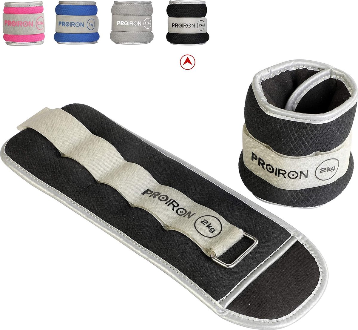 gewicht manchetten voet/pols gewichten fitness set 0.5 kg,1kg,1.5kg,2kg,1 paar voor benen en armen enkels gewicht voor fitness, oefening, hardlopen, joggen, gymnastiek,Roze, blauw, rood, zwart,Zwart 2kg × 2