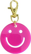 Smiley sleutelhanger - grote sleutelhanger - hanger voor sleutel - roze smiley sleutelhanger -
