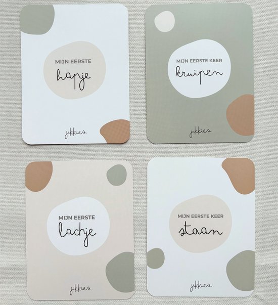 Jikkies ® - 16 Dubbelzijdige Mijlpaalkaarten - Eerste Levensjaar - Milestone Cards - Uniek Design - Foto Mijlpaalkaarten - Baby Shower - Kraam Cadeau van Jikkies — afbeelding 3