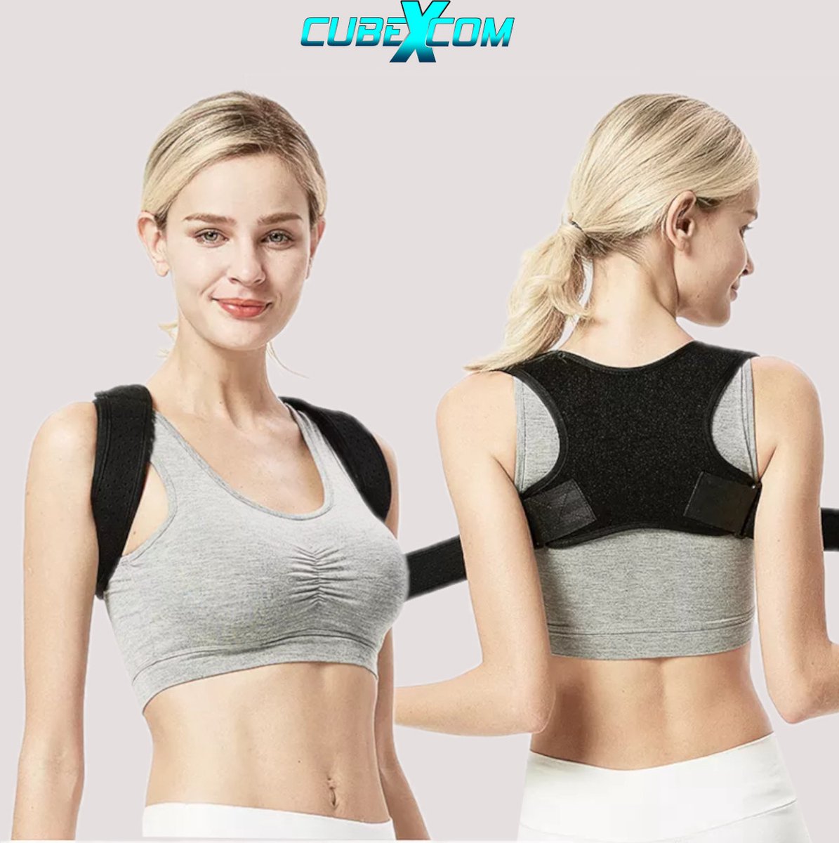 CUBEXCOM® Rugbrace Postuur Corrector, MAAT S, Houding Rug Corrector, Houdings Correctie, Rugband, Comfortabele Ondersteuning Voor Wervelkolom Schouder En Rug, Rugsteun Voor Een Betere Lichaamshouding Voor Dames En Heren