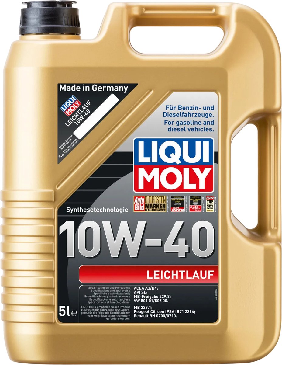 5L Liqui Moly Leichtlauf 10W-40 ACEA A3/B4 / 229.3, VW 501 01/505 00