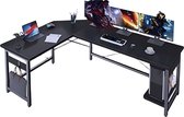 Bureau en forme de L, table d'ordinateur, grand bureau, table d'angle de jeu stable, support pour boîtier d'ordinateur, surface utile extra large, 163 x 120 cm, noir