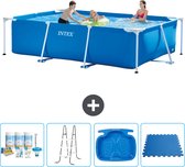Intex Rechthoekig Frame Zwembad - 300 x 200 x 75 cm - Blauw - Inclusief Onderhoudspakket - Ladder - Voetenbad - Vloertegels