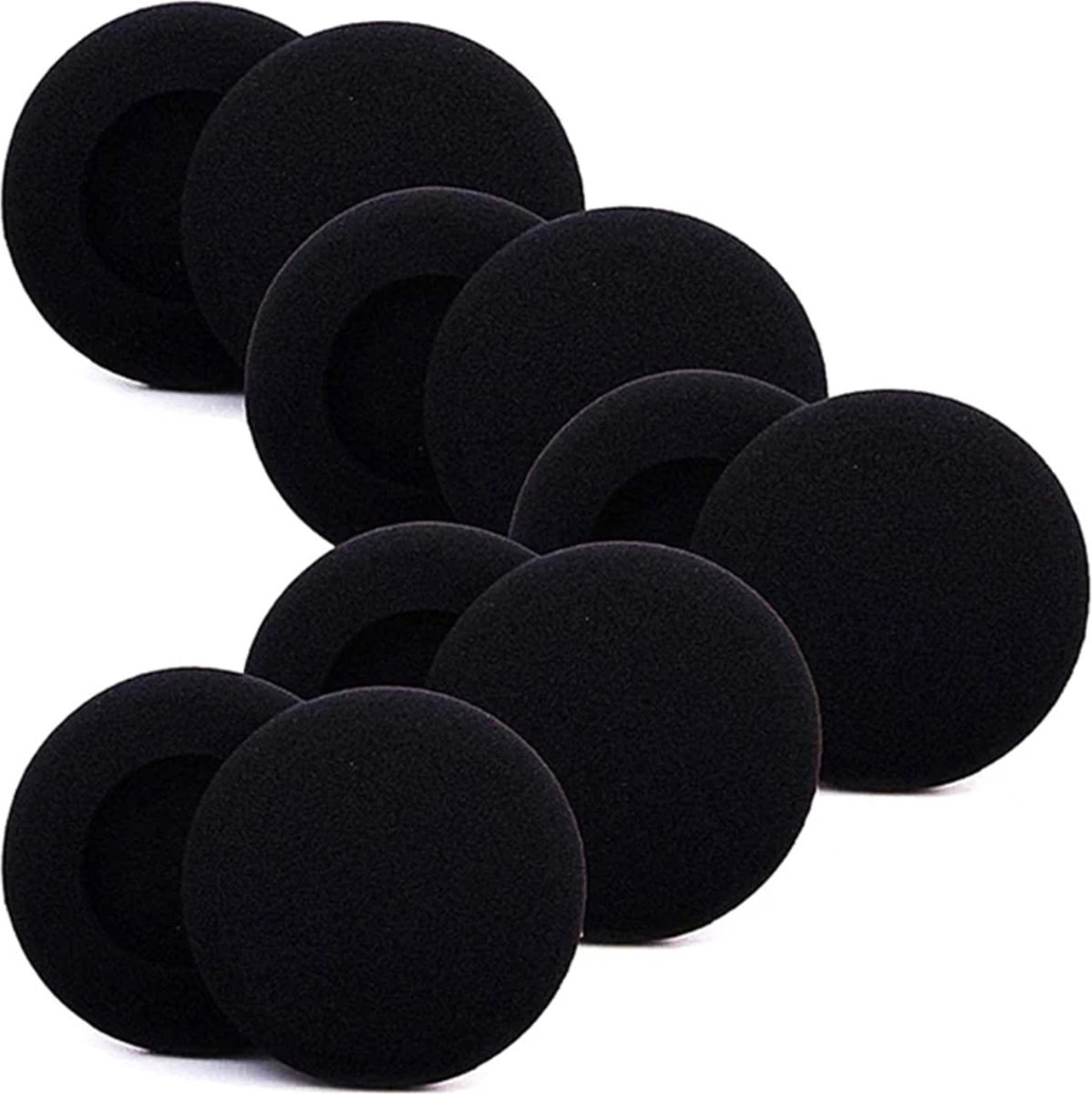 Ibley Zachte foam oorkussens 55mm - 10 stuks / 5 paar - universeel geschikt - Spons oordop kussens - voor hoofdtelefoons - Zwart