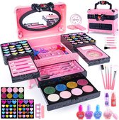 Make up Koffer Meisjes - Kinder Speelkoffer - Make-upset Voor Kinderen - Make-upgeschenkset - 59delige - Roze met Zwart - Voor jou Prinsesje