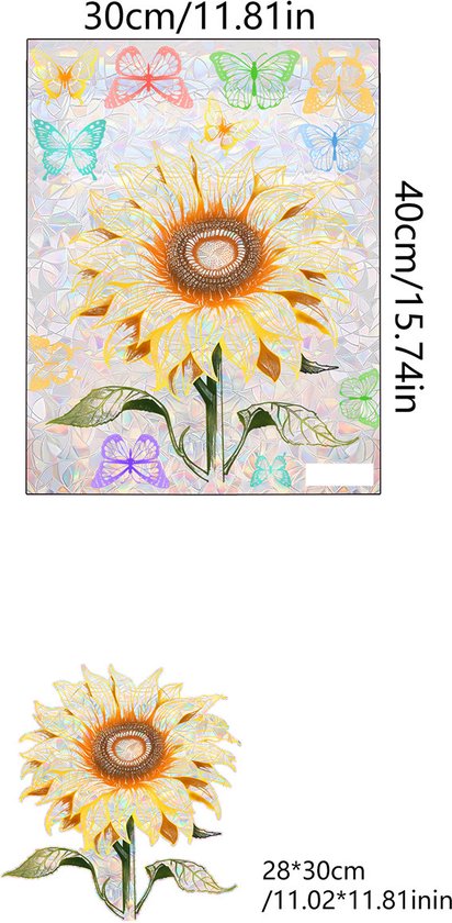 Suncatcher Sticker Zonnebloem| kristal | Statisch | Dubbelzijdig ...