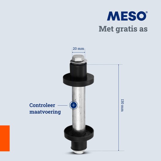 MESO Kruiwagenwiel Anti Lek - Kruiwagenwiel Massief - PU Band Lekvrij - Kruiwagenwielen met As - Kruiwagenwiel met Luchtband - Kruiwagenwielen - Draagvermogen 200KG - Asgat 20mm Incl. 130mm As van MESO — afbeelding 5