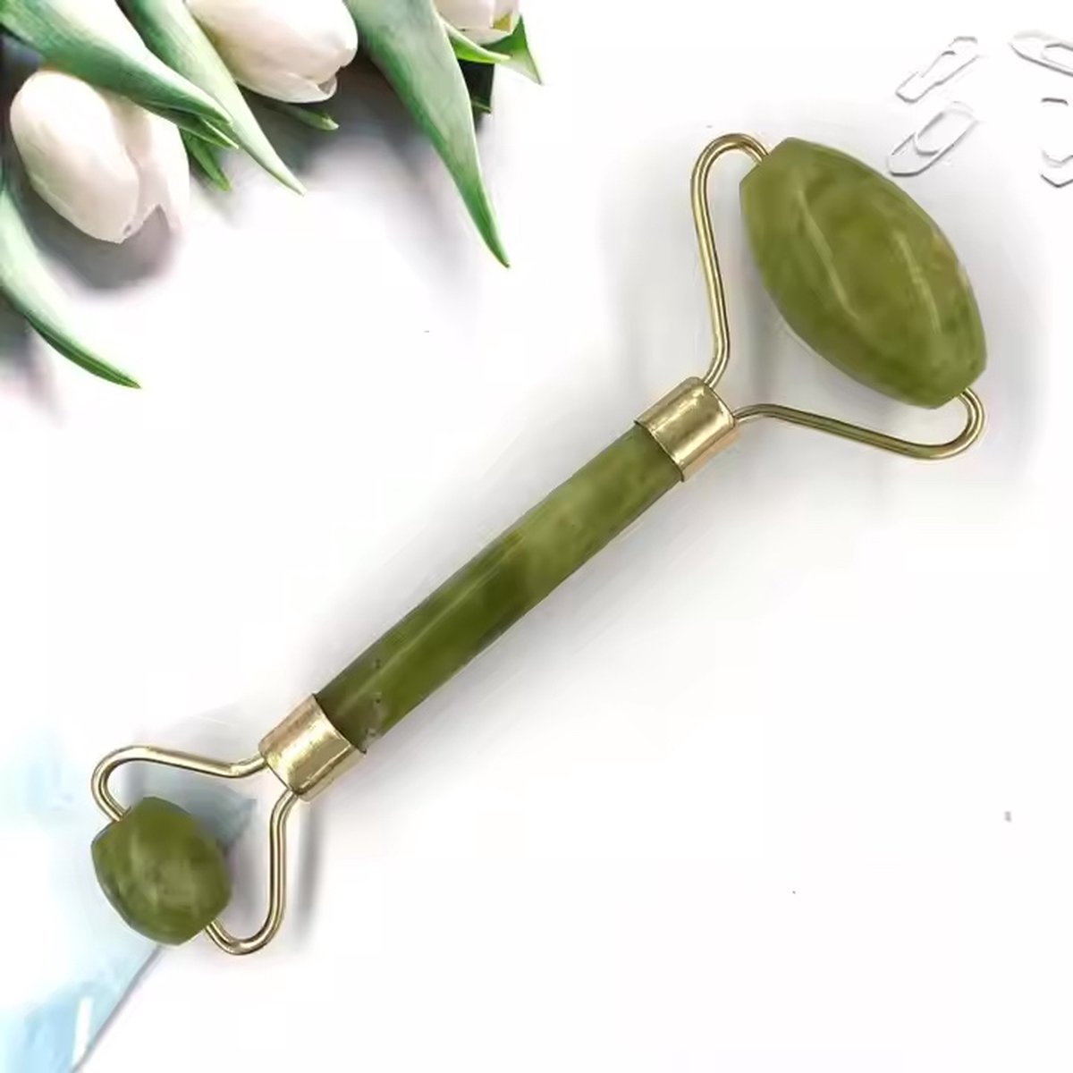 Goedkoopste Gua Sha Jade Roller gezicht Guasha steen rozenkwarts gezichtsroller schraper massageapparaat gereedschap voor oog nek gezicht anti-aging gezichtsmassageapparaat jaderoller cadeauset (groen
